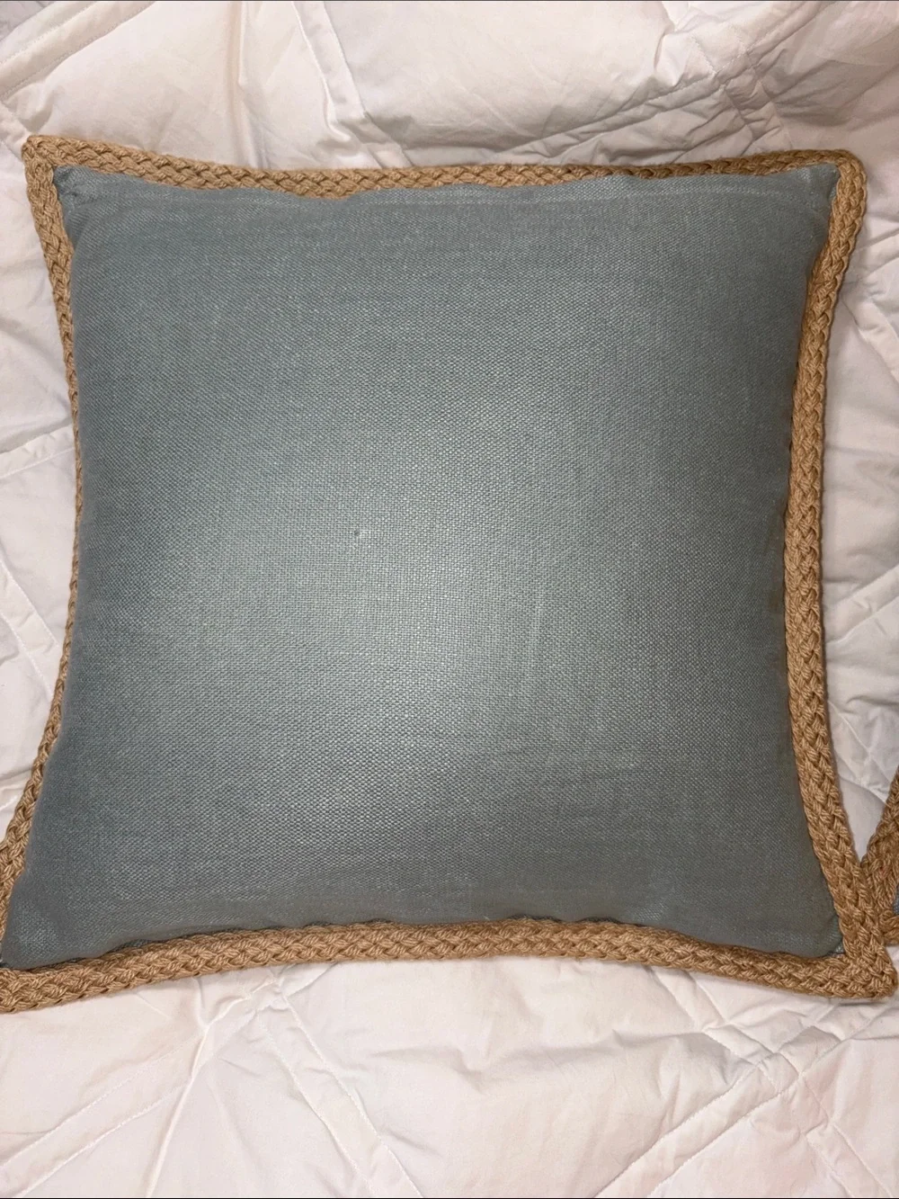 Set of 2 Like new Pottery Barn Linen Jute Trim Pillow & Feather inserts